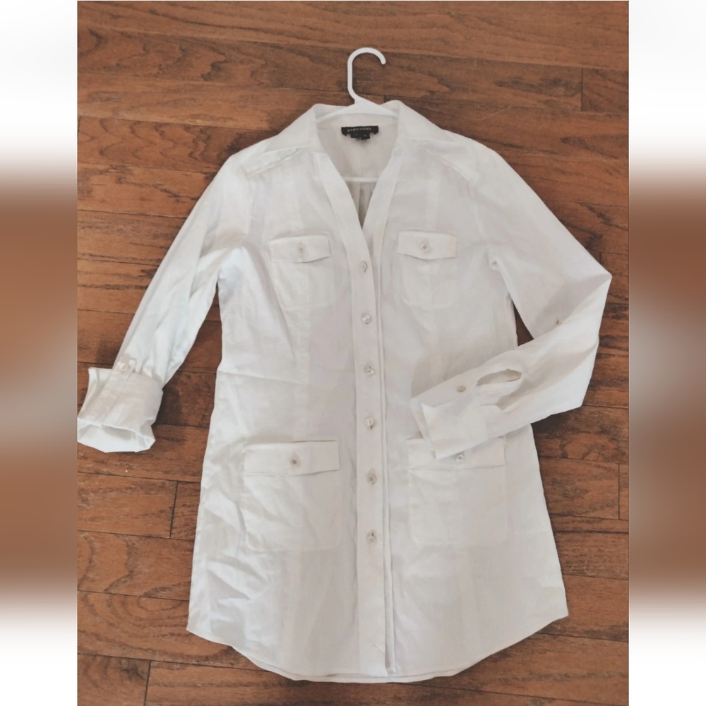 PaperWhite White Button Down Shirt Dress